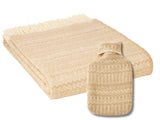 Fair Isle Pure New Wool Blanket & Hot Water Bottle - Oatmeal