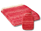 Fair Isle Pure New Wool Blanket & Hot Water Bottle - Red