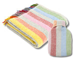 Rainbow Grey Pure New Wool Throw & Hot Water Bottle