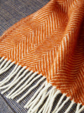 Herringbone Pure New Wool Throw - Cinnamon