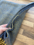 *RELOVED* Herringbone pure new wool knee rug - Navy/Mustard