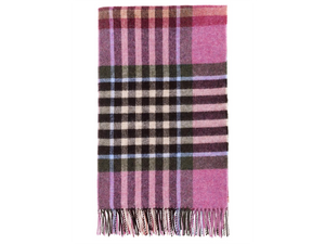 Chesil Check Pure New Wool Throw - Raspberry