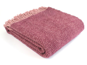 Honeycomb Pure New Wool Throw - Dusky Pink/Rosewood