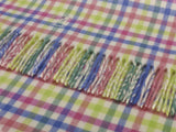Gingham Check Lambswool Baby Blanket - Candy