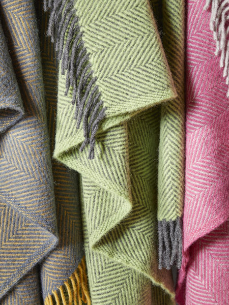 New Wool Herringbone Pure New Wool Throw - Zest/Charcoal – Wool Blanket Online