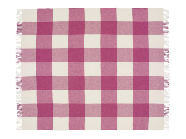 Pastel Block Check Merino Lambswool Throw - Cerise – Wool Blanket Online