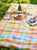 Festival Waterproof Picnic Blanket - Rainbow Check