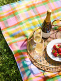 Festival Waterproof Picnic Blanket - Rainbow Check