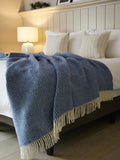 Waffle Pure New Wool Throw - Blue Jay