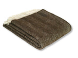 Herringbone Pure New Wool Throw - Chocolate