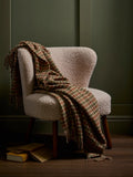 British Wool Gingham Throw - Rust/Green