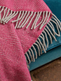 Herringbone Pure New Wool Throw - Pink & Silver