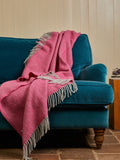 Herringbone Pure New Wool Throw - Pink & Silver