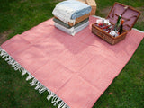 Herringbone Pure New Wool Throw - Cranberry