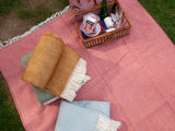 Herringbone Pure New Wool Throw - Cranberry
