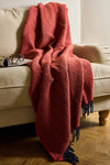 Herringbone Pure New Wool Throw - Navy/Flamingo