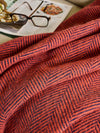 Herringbone Pure New Wool Throw - Navy/Flamingo