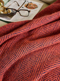 Herringbone Pure New Wool Throw - Navy/Flamingo