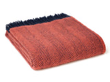 Herringbone Pure New Wool Throw - Navy/Flamingo