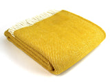 Wide Herringbone Pure New Wool Throw - Yellow
