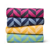 Lambswool Chunky Herringbone Throw - Zest/Blue