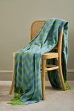 Lambswool Chunky Herringbone Throw - Zest/Blue