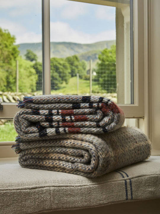 Large Checked Random Recycled Wool Blanket Wool Blanket Online