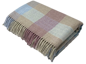 Patchwork Merino Lambswool Throw - Sea Breeze