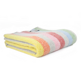 XL Stripe Blanket Stitch Pure New Wool Throw - Rainbow Grey
