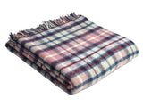 Cottage Check Pure New Wool Throw - Raspberry & Ink
