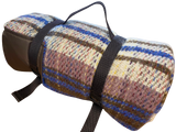 Waterproof Picnic Rug Roll - Random Check Recycled Wool