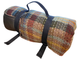 Waterproof Picnic Rug Roll - Random Check Recycled Wool