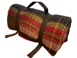 Waterproof Picnic Rug Roll - Random Check Recycled Wool