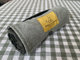 Olive Herringbone Tweed Wool Dog Mat