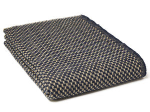 Twill Pure New Wool Blanket - Navy/Oatmeal