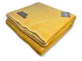 XL Blanket Stitch Honeycomb Pure New Wool Throw - Golden Yellow