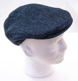 Herringbone Harris Tweed Flat Cap - Navy