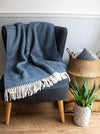 Illusion Pure New Wool Throw - Blue Slate
