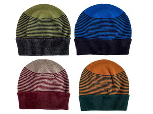 Striped Lambswool Beanie Hat