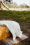 Herringbone Pure New Wool Throw - Silver Grey