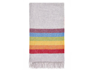 Rainbow Pure New Wool Shetland Throw - Grey/Multi