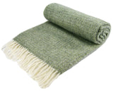 Illusion Pure New Wool Throw - Sage Green/Grey