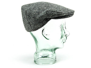 Herringbone Harris Tweed Flat Cap - Grey