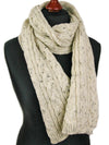 Knitted Aran British Wool Scarf - Cream