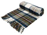 Tartan Pure New Wool Blanket - Muted Blue Stewart