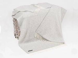 Herringbone Oversized Merino Cashmere Throw - Pale Grey