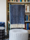 Herringbone Pure New Wool Throw - Navy