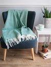 Herringbone Pure New Wool Throw - Sea Green