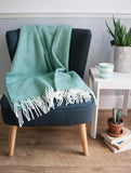 Herringbone Pure New Wool Throw - Sea Green