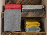 Herringbone Blanket Stitch Pure New Wool Throw - Slate Grey